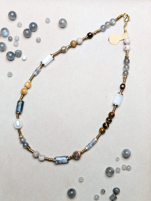 PXL_20251202_082233798.PORTRAIT.ORIGINAL Tygrysie Oko Labradoryt Jaspis Kwarc Rutylowy Perła Słodkowodna